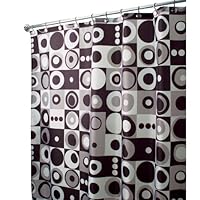 InterDesign Design Mod Square X-Wide Shower Curtain, Black, 108 Inch X 72 Inch