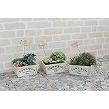 nobrand アンティーク調木製プランターカバー３個組（ピック付） 園芸用品 (TPG727)