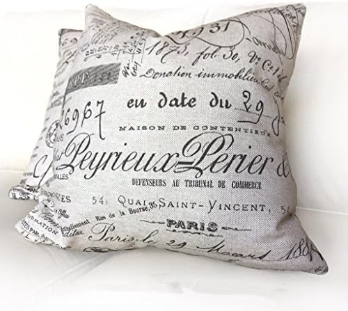 Ballard French Document French Script Calligraphy Handwriting Beige Brown Pillow Cover, Fits 12x18 12x24 14x20 16x26 18x18 20x20 22x22 24x24 Cushion Inserts