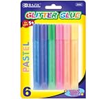 Bazic Pastel Glitter Glue Pen, 15 ml, 6 per Pack (Case of 24) (2002-24)