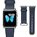 J&D Compatible for Apple Watch Series 1/2/3/4 42mm Modern Series Leather Strap Replacement Wrist Band with Metal Clasp Adapter for 42mm Series 1/2/3/4, Blue