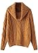 Women's Solid Turtle Neck Drop Sleeve Cable Chunky Knit Basic Knit Sweater