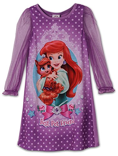 Disney Little Girls Ariel Palace Pets Gown Long Sleeve K157453PN 3T
