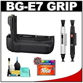 Canon BG-E7 Battery Grip for EOS 7D Digital SLR Camera + 16GB Card + LensPens + Cleaning Kit