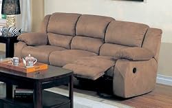 Motion Sofa in Saddle Microfiber