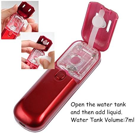 Portable Facial Nebulizer Nano Mist Mini Facial Steamer Spray Skin Moisturizing (Red)