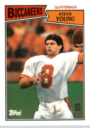 1987 Topps # 384 Steve Young Tampa Bay Buccaneers Football Card- Near Mint to Mint Condition - In Protective Screwdown Display Case!