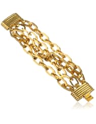 Ben-Amun Jewelry "Gold and Pearl" Foiled Gold Twisted Chain Bracelet, 7"