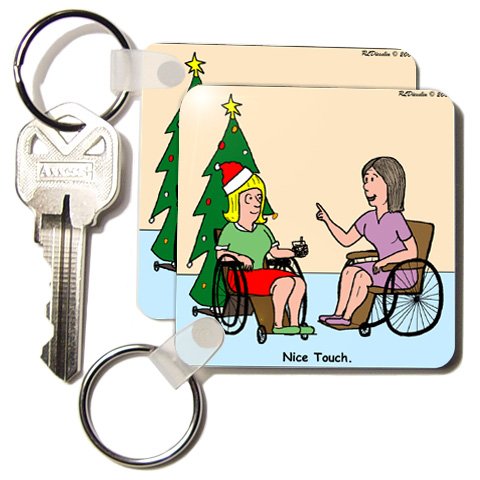Wheelchair Christmas Tree - Set Of 2 Key Chains