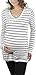 ToBeInStyle Women's Maternity Striped V-Neck Stretchy L.S. Top - Wht/Blk - L