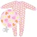 Pink Colorful Heart Footed Sleeper Pajamas for Baby Girls