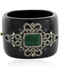 18kt Gold Diamond Pave Gemstone Bangle Bracelet Jewelry