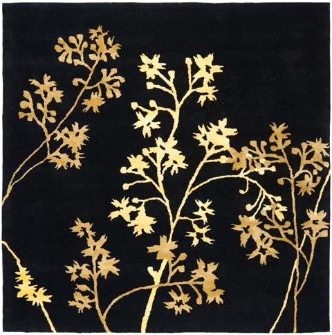 Safavieh Soho Collection SOH316B Handmade Black New Zealand Wool Square Area Rug, 6-Feet Square