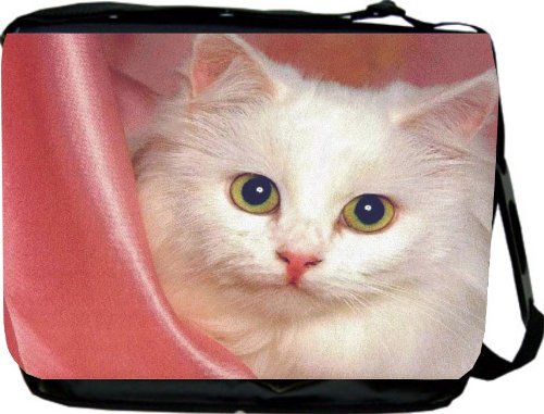 Cat on Pink Messenger Bag Book Bag Laptop Bag #822