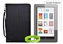CrazyOnDigital Folio Black Leather Case with Screen Protector For Barnes & Noble Nook 2 Color
