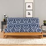 IKAT Futon Cover Color: Light Blue and Navy