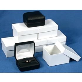 6 Double Ring Boxes Black Leather Jewelry Gift Display