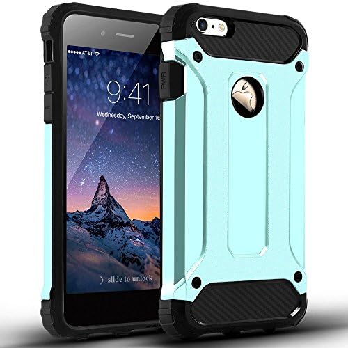 iphone 6 Plus Case, DUDETOP Ultra-thin Shockproof Scratch-Resistant Resist Cracking Hybrid Dual Layer Armor Protective Cover Hard PC Back Case Skin for Apple iphone 6s Plus 5.5" Inch ( Turquoise )