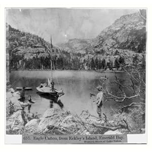 Historic Print (M): Eagle Canyon from Eckley's Island, Emerald Bay, Western Shore of Lake Tahoe