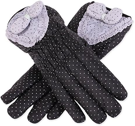 Adelina Women's Slim Knots Polka Dots Waterproof Winter Gloves (Black)