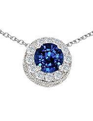 Original Star K (tm) Round 6mm Created Sapphire Pendant in .925 Sterling Silver