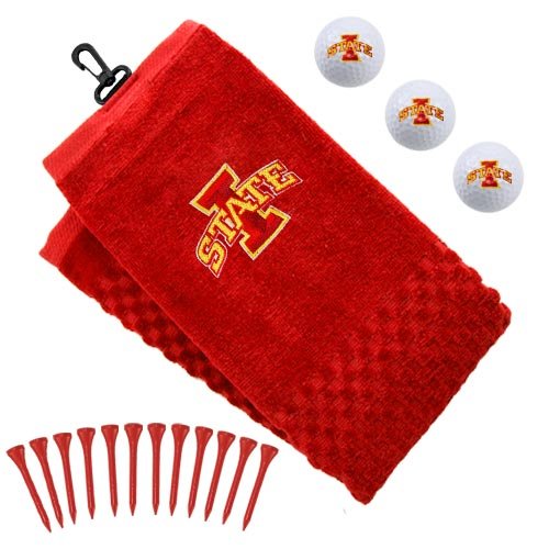Iowa State Cyclones Embroidered Golf Towel, Golf Balls Tees Gift Set
