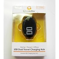 Qmadix USB Dual Mobile Charging Hub - Travel Charger - Retail Packaging - Black