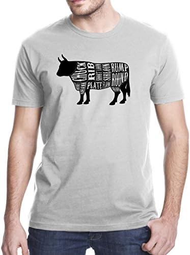 Cow Beef Meat Cuts T-Shirt, XL, Gray
