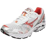 Mizuno Women's Wave Rider 14 Running Shoe,White/Birds of Paradise-Grenadine,9 M US