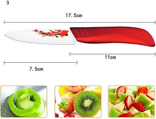 Eazzzy Chef Zirconia Ceramic Knife Set 3" 4" 5" 6" inch with Flower printed+ Peeler+Covers