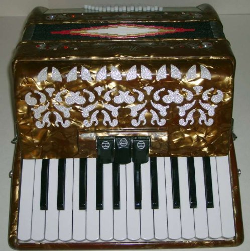 Rossetti Piano Accordion 48 Bass 26 Key 3 Switch, with Case, in GOLD On Sale