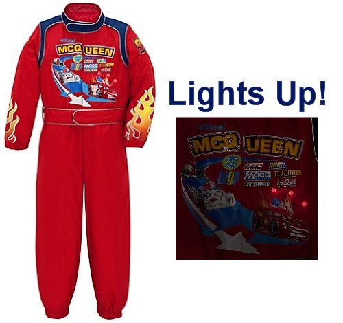 Disney Store Cars 2 Light Up Lightning McQueen Halloween Costume Racing Suit for Boys Size Large 10