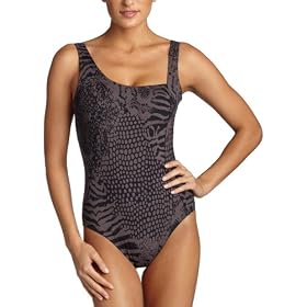Buy Calvin Klein Ladies Calvin Klein Animal Print Asymmetrical Swimsuit by Calvin Klein