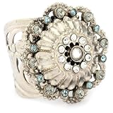 Sorrelli Pewter Crystal Flower Adjustable Silver-To