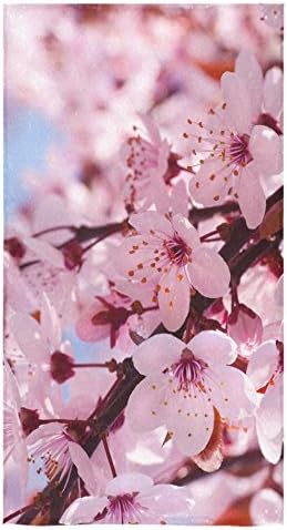 Beautiful Cherry Blossom Tree, Sakura Flower Pattern Sale Custom Bath Towels Large Soft and Comfortable Travel Beach Bathroom Shower Washcloth Wrap for Men/Women 80% Polyester 20% Cotton, (30" x 56")
