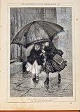 LONDON ALMANACK 1879 TWO GIRLS CAUGHT IN RAIN SHOWERES