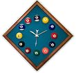 12in Diamond Billiard Clock Mahogany & Std Green Mali Felt