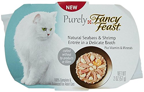 Fancy Feast Appetizers Natural Seabass and Shrimp Cat Food, 2-Ounce Pouch, Pack of 10