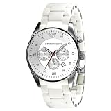 Emporio Armani Men's AR5859 Sport White Silicone Silver Chronograph Dial Watch