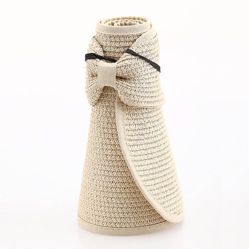 Fashion Foldable Wide Brim Roll Up Sunhat Beach Hat straw Visor Cap Beige