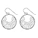 Sterling Silver Medium Woodblock Filigree Circle Drop Earrings