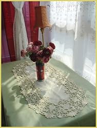 Gorgeous Oval Satin Light golden Cutwork Table Runner