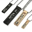 Stainless Steel Couples Cubic Zirconia Black and Gold Floating "Love" Bar Pendant Necklace Set 16"/20-24"