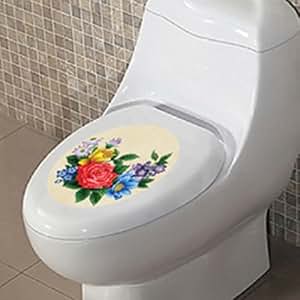WC Sticker Deckel Aufkleber, WC Deckel, Badezimmer, Rosen