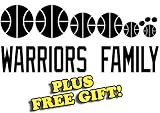 8.5" x 3.5" Warriors Basketball Family Vinyl Sticker Decal [Die-cut, White] + with Free Basketball Pencil