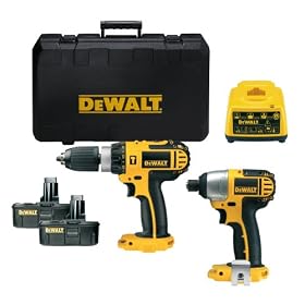 Dewalt DCX424A2 DC725 18 Volt Combi Drill and DC827 18 Volt Impact Driver with 2 x 18 Volt 1.3 Ah NiCd Batteries and Case