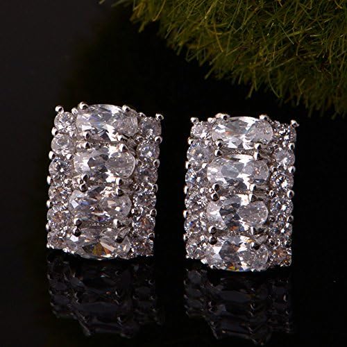 18k White Gold Gemstone and Cubic Zirconia Stud Earrings