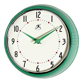 Infinity Instruments Retro Round Metal Wall Clock, Green