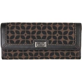 Fossil Wallet - Signature Checkbook Clutch (Color: Black brown)