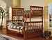 Walnut Finish Wood Twin Over Full Size Convertible Bunk Bed